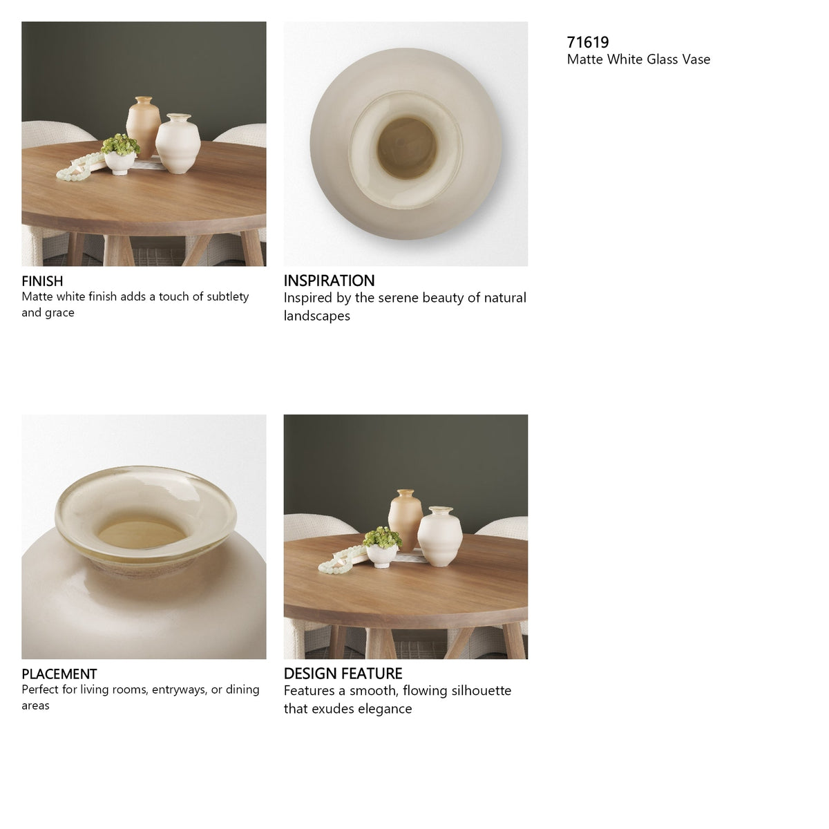 Dune Matte White Glass Vase by Mercana at Eve Furniture