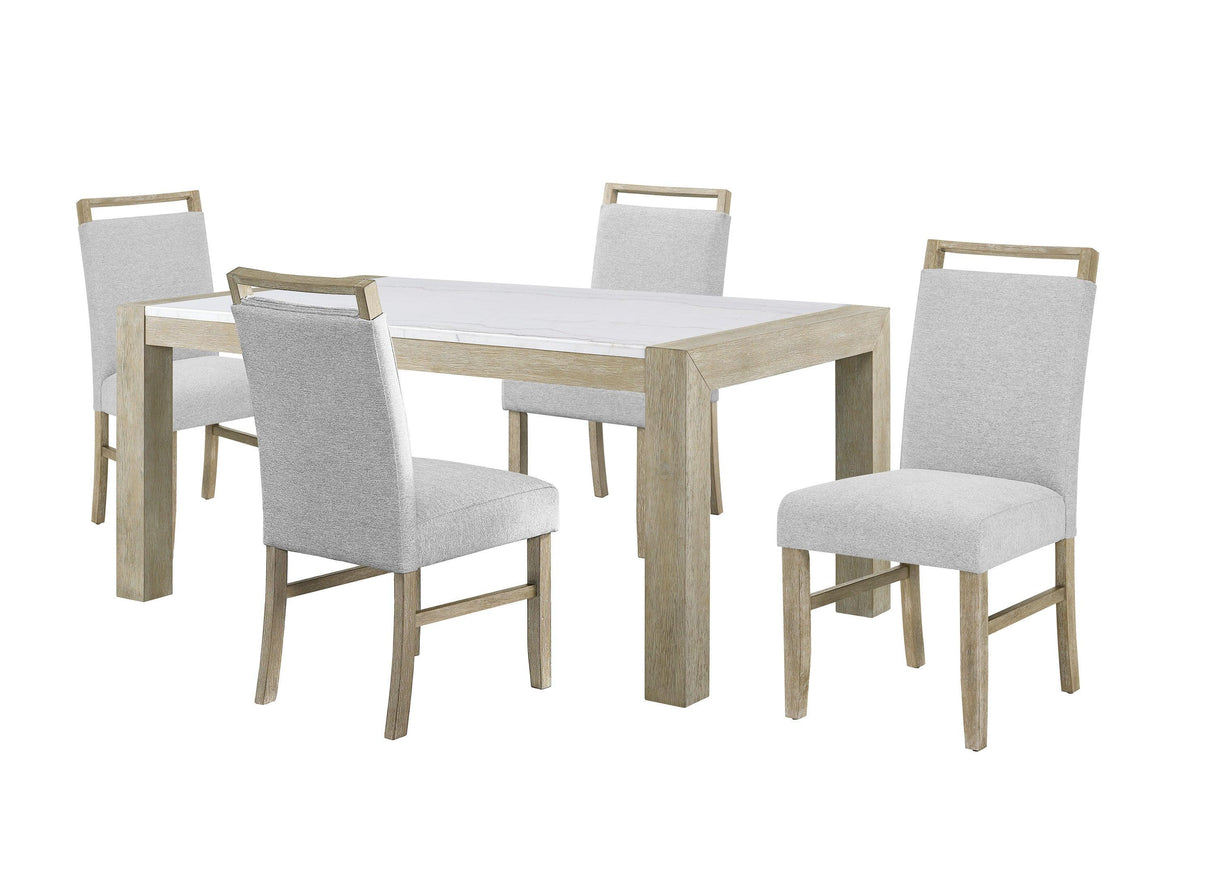 Dune Light Gray Genuine Marble Dining Set by Crown Mark at Eve Furniture