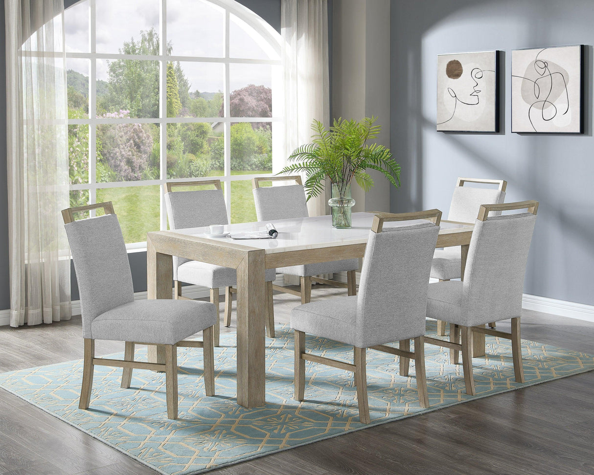Dune Light Gray Genuine Marble Dining Set by Crown Mark at Eve Furniture