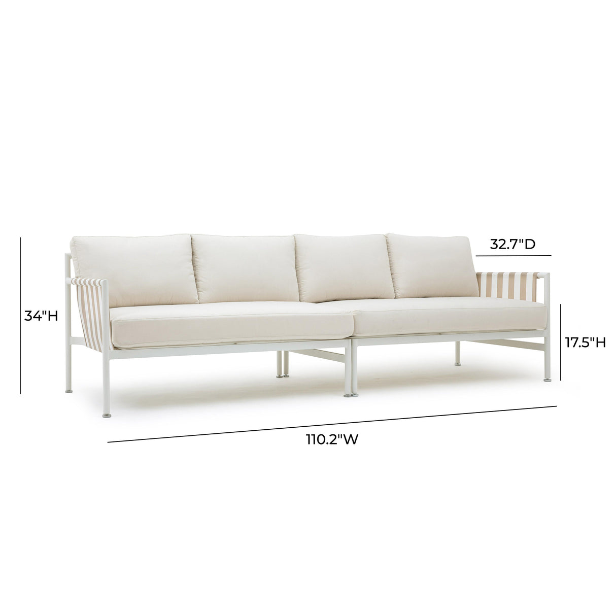 Dunes Cream Outdoor 110" Sofa by TOV Furniture at Eve Furniture