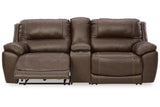 Dunleith Chocolate 3-Piece Power Reclining Loveseat with Console by Ashley at Eve Furniture