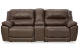 Dunleith Chocolate 3-Piece Power Reclining Loveseat with Console by Ashley at Eve Furniture