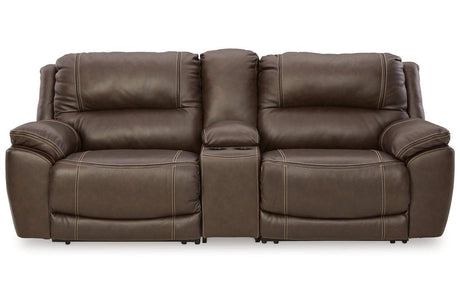 Dunleith Chocolate 3-Piece Power Reclining Loveseat with Console by Ashley at Eve Furniture