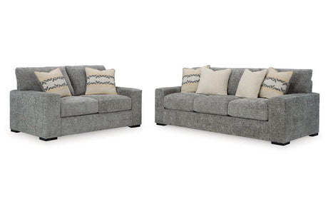 Dunmor Graphite Sofa and Loveseat by Ashley at Eve Furniture