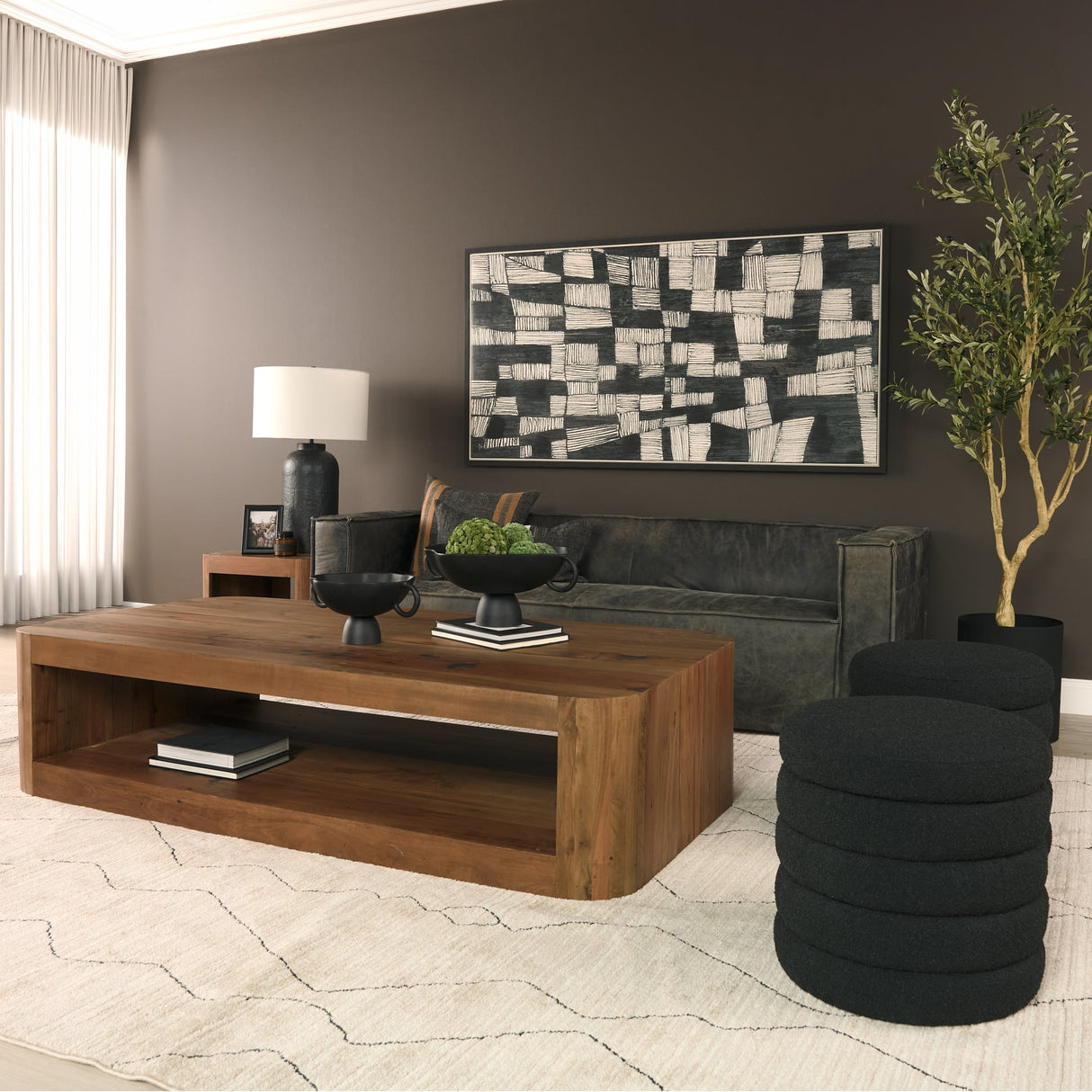Dunmore Solid Wood Rectangular Open Shelf Coffee Table by Mercana at Eve Furniture