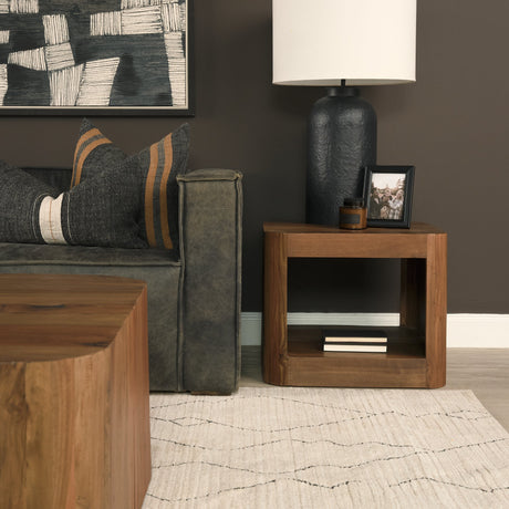 Dunmore Solid Wood Rectangular Open Shelf Side Table by Mercana at Eve Furniture