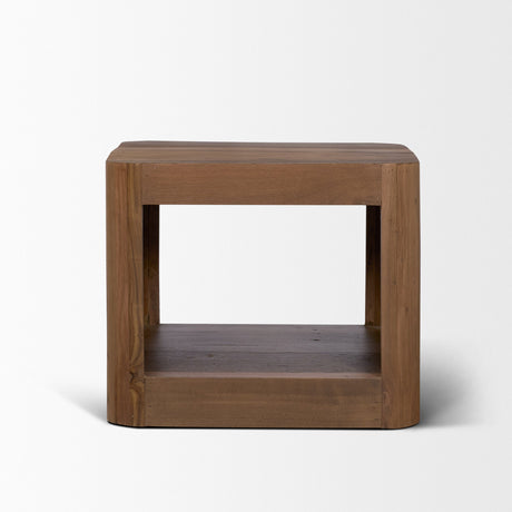 Dunmore Solid Wood Rectangular Open Shelf Side Table by Mercana at Eve Furniture
