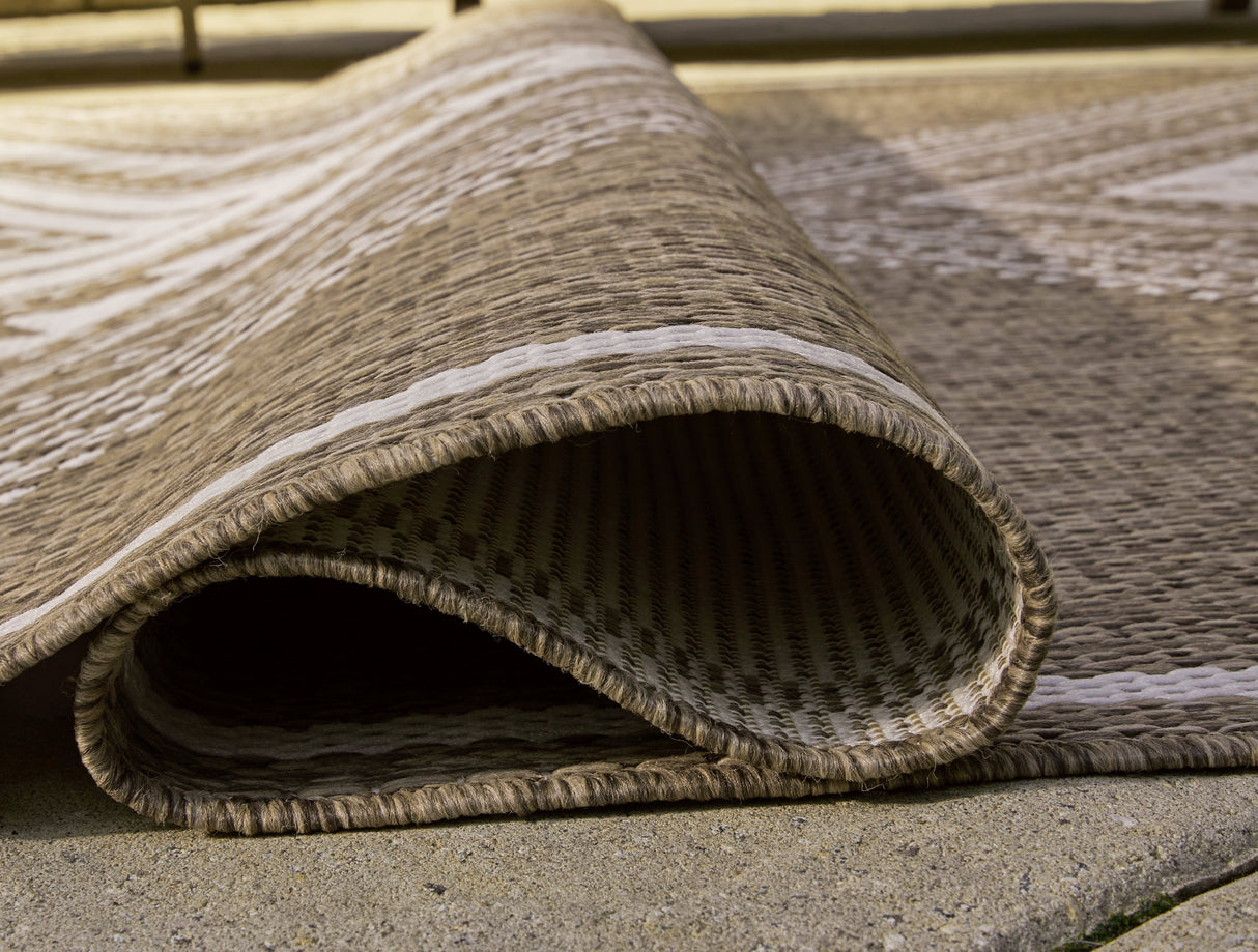 Dunsler Brown/Cream 5' x 7' Rug by Ashley at Eve Furniture