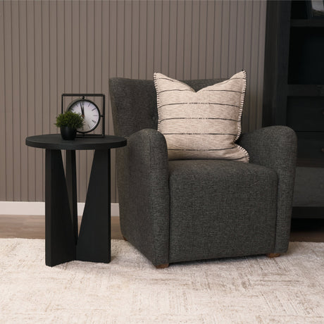 Dunstan Accent Chair Upholstered Gray Twill Fabric and Medium Brown Wood Feet by Mercana at Eve Furniture