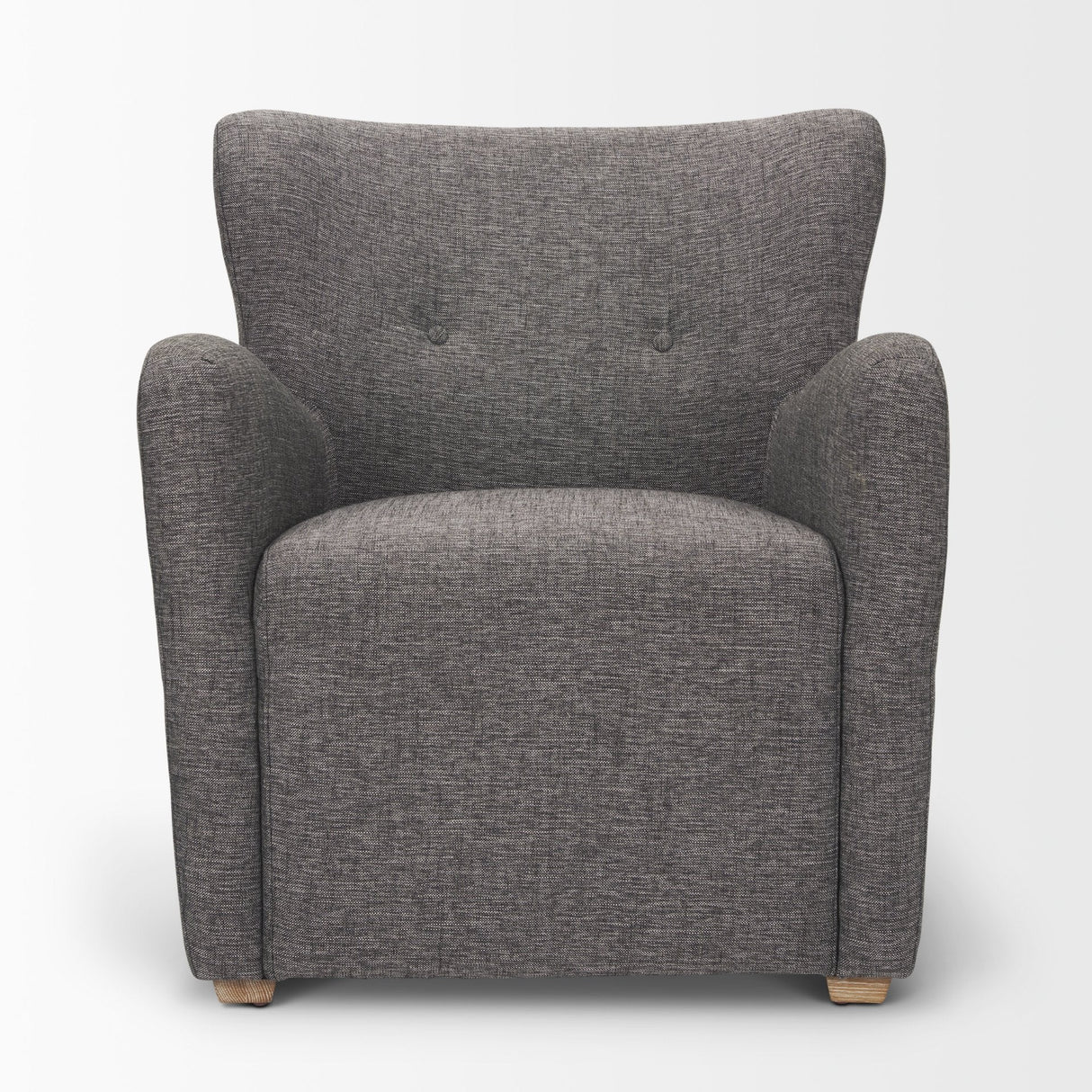 Dunstan Accent Chair Upholstered Gray Twill Fabric and Medium Brown Wood Feet by Mercana at Eve Furniture
