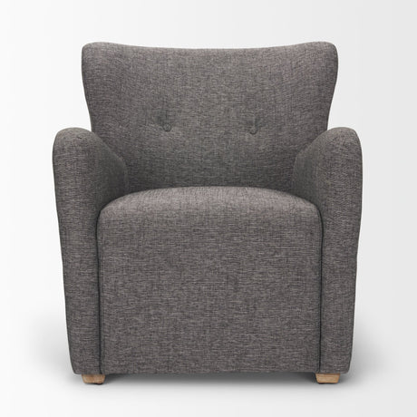 Dunstan Accent Chair Upholstered Gray Twill Fabric and Medium Brown Wood Feet by Mercana at Eve Furniture