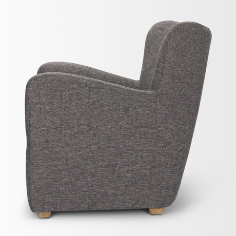 Dunstan Accent Chair Upholstered Gray Twill Fabric and Medium Brown Wood Feet by Mercana at Eve Furniture