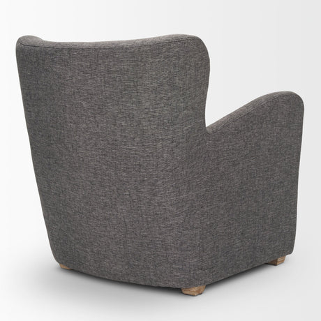 Dunstan Accent Chair Upholstered Gray Twill Fabric and Medium Brown Wood Feet by Mercana at Eve Furniture