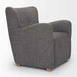 Dunstan Accent Chair Upholstered Gray Twill Fabric and Medium Brown Wood Feet by Mercana at Eve Furniture