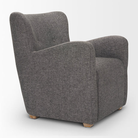 Dunstan Accent Chair Upholstered Gray Twill Fabric and Medium Brown Wood Feet by Mercana at Eve Furniture