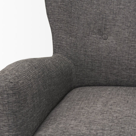 Dunstan Accent Chair Upholstered Gray Twill Fabric and Medium Brown Wood Feet by Mercana at Eve Furniture