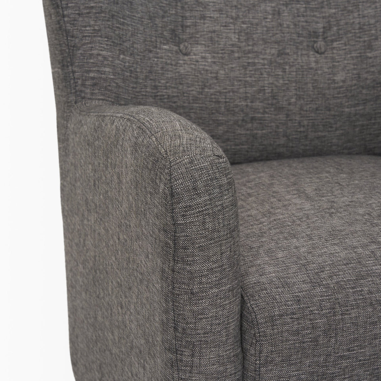 Dunstan Accent Chair Upholstered Gray Twill Fabric and Medium Brown Wood Feet by Mercana at Eve Furniture
