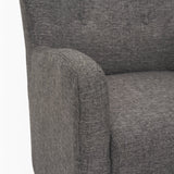 Dunstan Accent Chair Upholstered Gray Twill Fabric and Medium Brown Wood Feet by Mercana at Eve Furniture