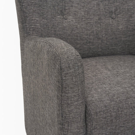 Dunstan Accent Chair Upholstered Gray Twill Fabric and Medium Brown Wood Feet by Mercana at Eve Furniture