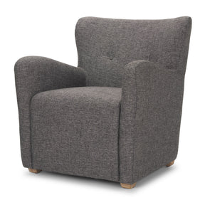 Dunstan Accent Chair Upholstered Gray Twill Fabric and Medium Brown Wood Feet by Mercana at Eve Furniture