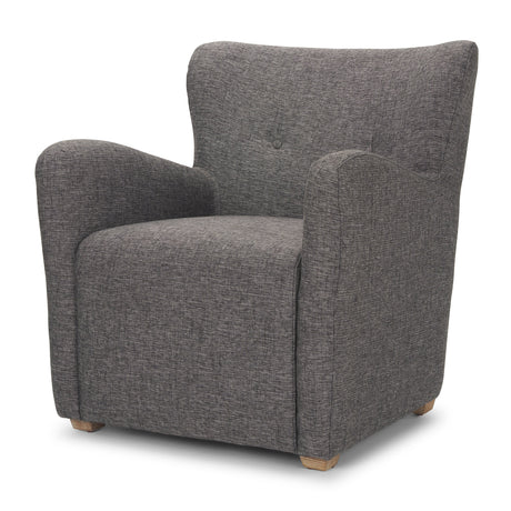 Dunstan Accent Chair Upholstered Gray Twill Fabric and Medium Brown Wood Feet by Mercana at Eve Furniture
