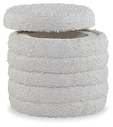 Duntler Ivory Storage Ottoman by Ashley at Eve Furniture