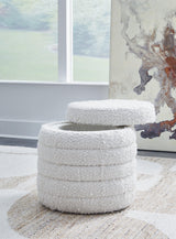 Duntler Ivory Storage Ottoman by Ashley at Eve Furniture