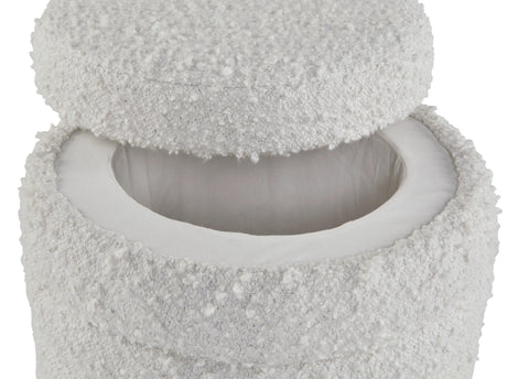 Duntler Ivory Storage Ottoman by Ashley at Eve Furniture