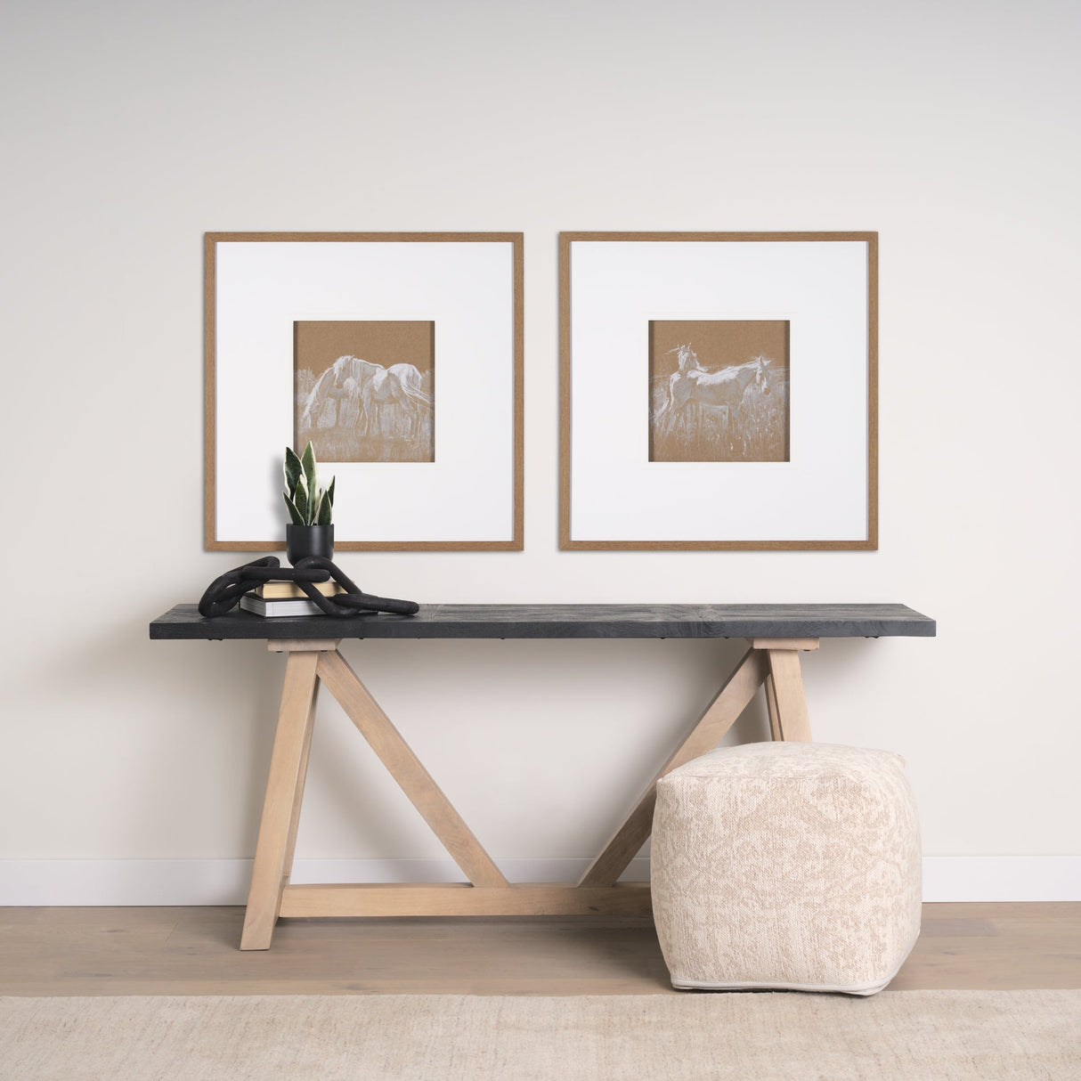 Duo I Horses by Mercana Studio a Framed Art Print Matted under Glass by Mercana at Eve Furniture