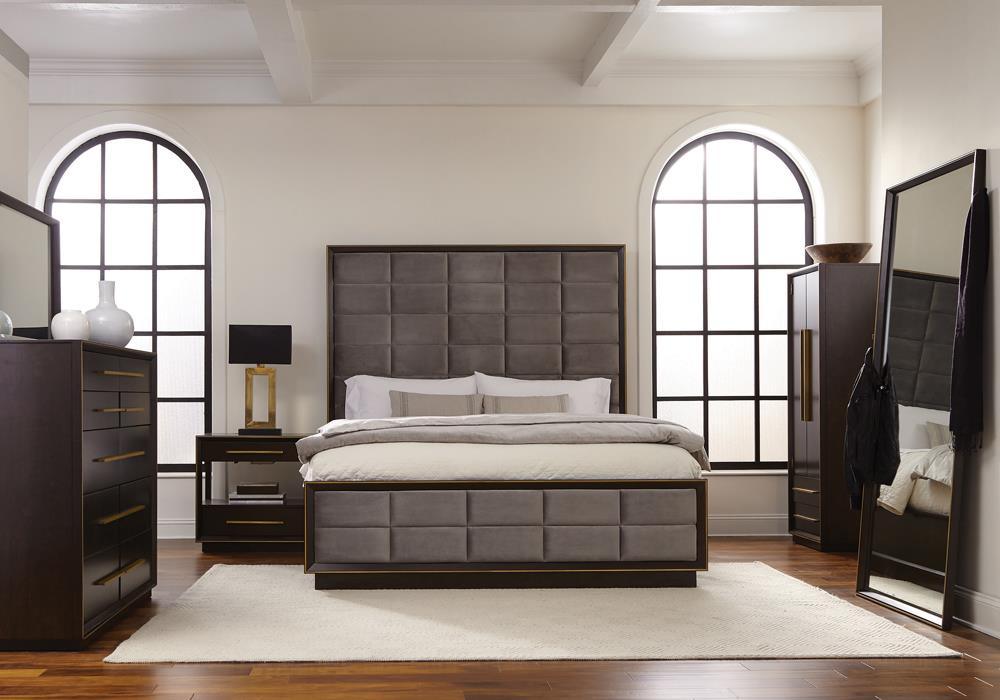 Durango California King Upholstered Bed Smoked Peppercorn/Gray by Coaster at Eve Furniture