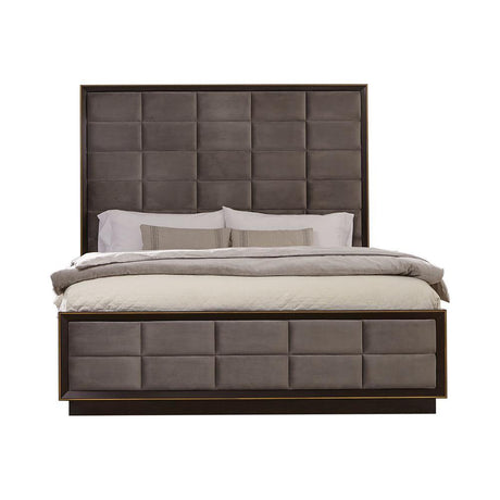 Durango California King Upholstered Bed Smoked Peppercorn/Gray by Coaster at Eve Furniture