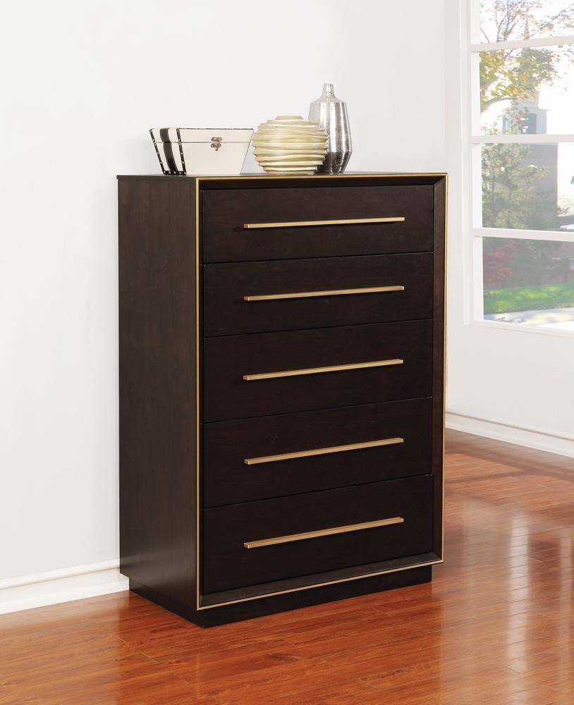 Durango Smoked Peppercorn 5-Drawer Chest by Coaster at Eve Furniture