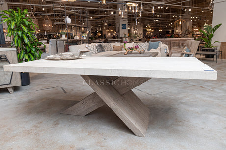 Durant Distressed Gray/Weathered Chalk Dining Table by Classic Home at Eve Furniture