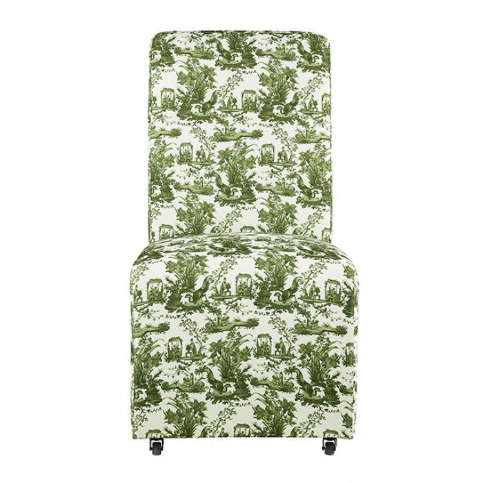 Durham Seaside Cabbage Rose Green/White Dining Chair by Furniture of America at Eve Furniture