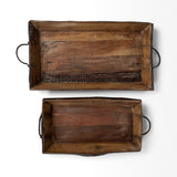 Durone (Set of 2) Brown Wooden Live Edge Serving Trays by Mercana at Eve Furniture