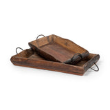 Durone (Set of 2) Brown Wooden Live Edge Serving Trays by Mercana at Eve Furniture