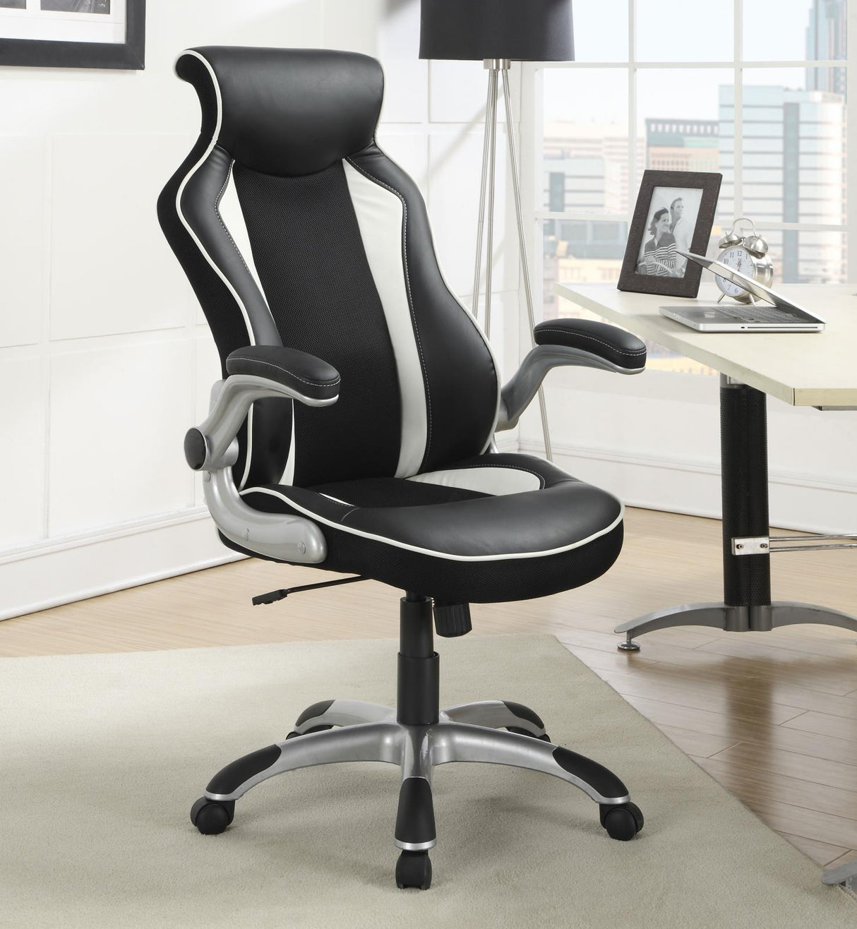 Dustin Black/Silver Adjustable Height Office Chair