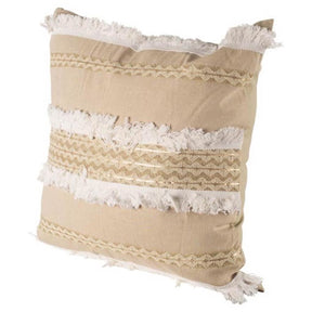 Duston III Tan and White Fringe Detail Decorative Pillow Cover by Mercana at Eve Furniture