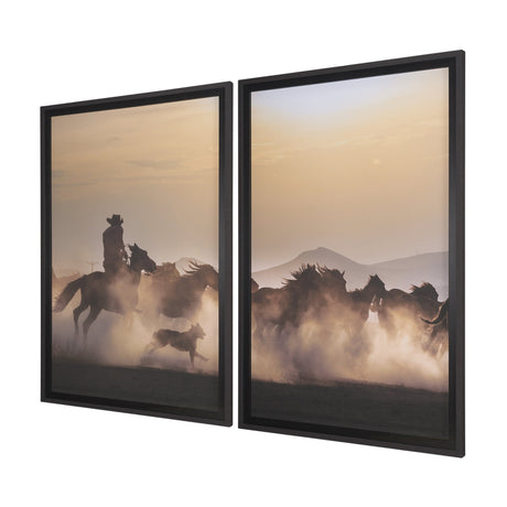 Dusty Herd Chase (Set of 2) by Ismail Atabek FramedPhoto Print Matted under Glass by Mercana at Eve Furniture