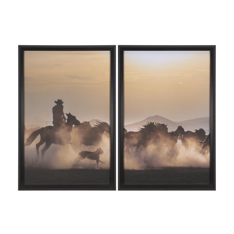 Dusty Herd Chase (Set of 2) by Ismail Atabek FramedPhoto Print Matted under Glass by Mercana at Eve Furniture