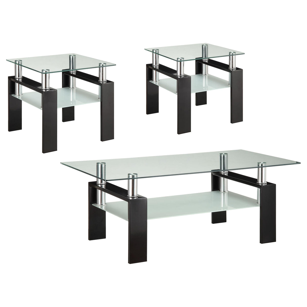 Dyer Black 3-Piece Rectangular Coffee and End Table Set by Coaster at Eve Furniture