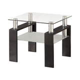 Dyer Black Tempered Glass End Table with Shelf by Coaster at Eve Furniture