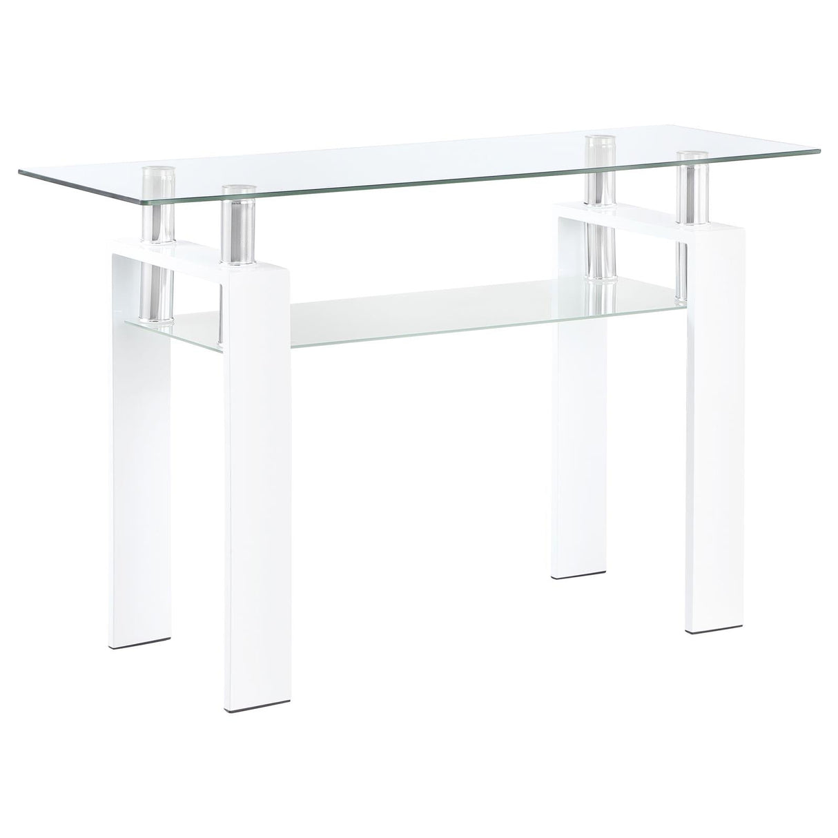 Dyer Rectangular Glass Top Sofa Table With Shelf White