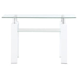 Dyer Rectangular Glass Top Sofa Table With Shelf White