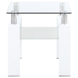 Dyer Square Glass Top End Table With Shelf White