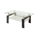 Dyer Black Tempered Glass Coffee Table with Shelf