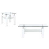 Dyer White 2-Piece Rectangular Coffee and End Table Set by Coaster at Eve Furniture