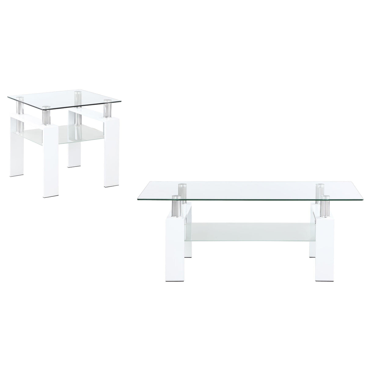 Dyer White 2-Piece Rectangular Coffee and End Table Set by Coaster at Eve Furniture