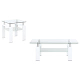 Dyer White 2-Piece Rectangular Coffee and End Table Set by Coaster at Eve Furniture