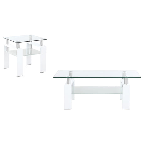Dyer White 2-Piece Rectangular Coffee and End Table Set by Coaster at Eve Furniture